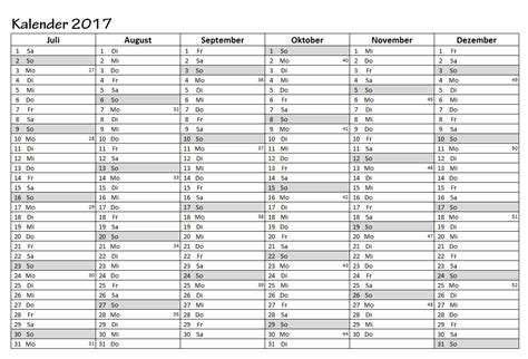 Kalender 2017 Vorlagen Zum Ausdrucken Pdf Excel 