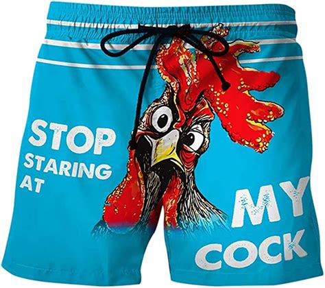 Mens Stop Staring At My Cock Swim Trunks Quick Dry Swimwear Cock Print