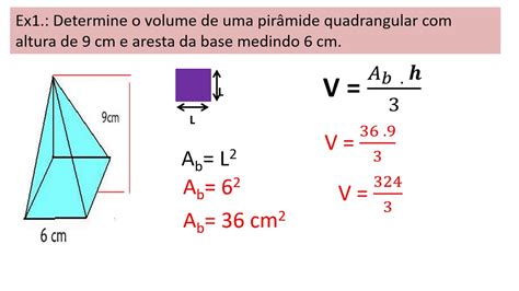 Calcule O Volume Da Pirâmide De Base Quadrada A Seguir Askschool
