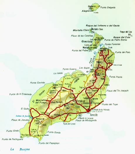 Tourist map of lanzarote, canary islands, spain. Lanzarote