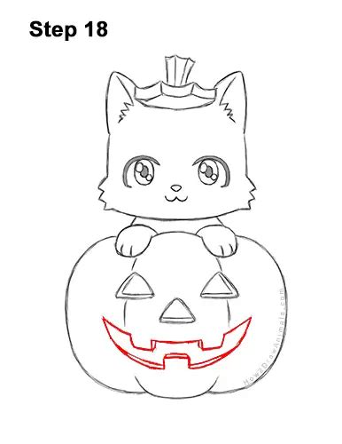 How To Draw A Cat In A Pumpkin For Halloween Video And Step By Step