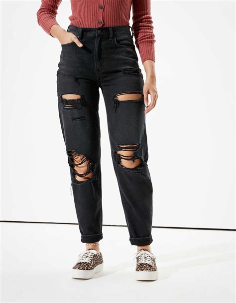 american eagle outfitters men s and women s clothing shoes and accessories black ripped mom jeans