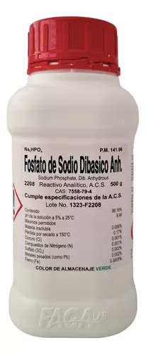 Fosfato De Sodio Dibasico Anhidro R A 500 G Fagalab Envío Gratis