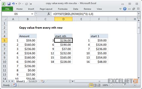 You copy formulas from a range of cells to other cells in the same column or row to perform the same action. Excel formula: Copy value from every nth row | Exceljet