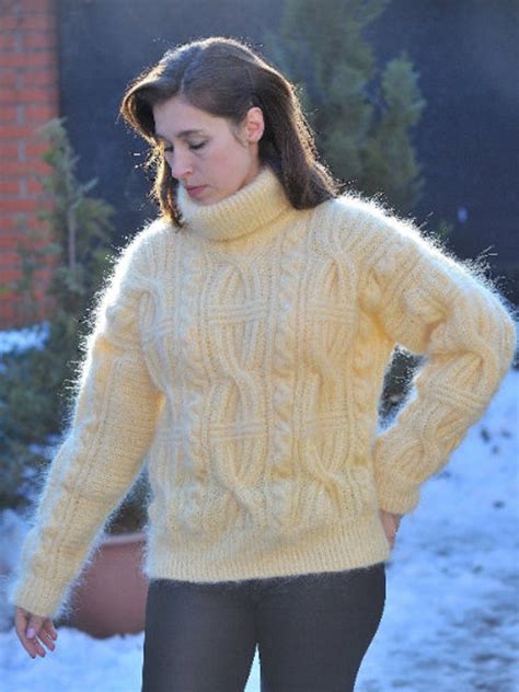 Mohair Sweater Mohair Pullover Women S Sweater Yellow Colour Soft Warm Etsy Canada Ladies