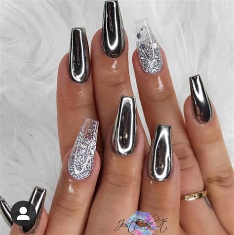 Pin By Redhead C On Alexx Nails Chrome Nails Designs Silver Glitter