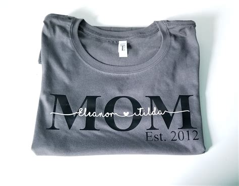 Custom Mom Tee With Kids Names Personalized Mom T Shirt Mothers Day