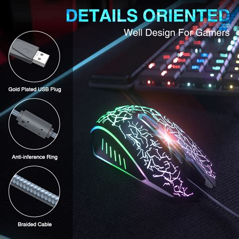 Bengoo Gaming Mouse Wired Usb Optical Computer Mice With Rgb Backlit