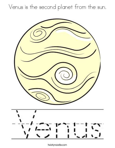 Planets coloring pages are a fun way for kids of all ages to develop creativity, focus, motor skills and color recognition. Venus is the second planet from the sun Coloring Page ...