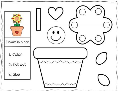 Spring flower cut and glue worksheets: free creative craft activity for kids!