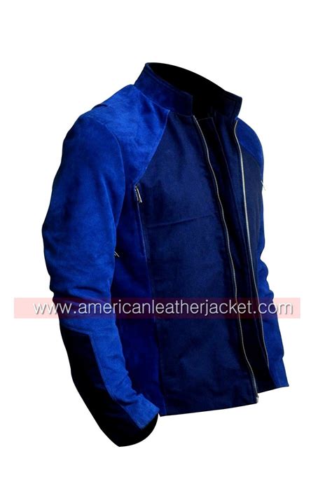 Chris Evans Captain America The Winter Soldier Blue Leather Jacket