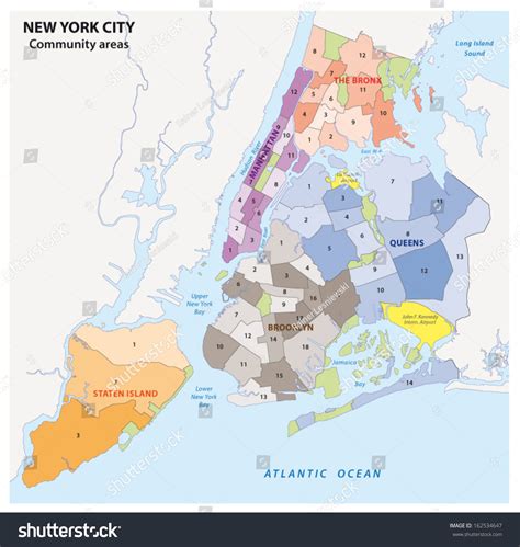 New York City Boroughs Community Areas Stock Vector