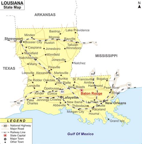 Road Map Of Arkansas And Louisiana