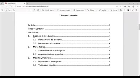 Como Hacer Un índice Automático En Word índice Con Tabla De