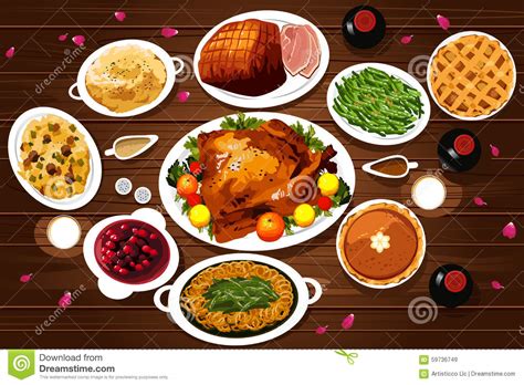 Maybe you would like to learn more about one of these? Food Of Thanksgiving Dinner Stock Vector - Illustration of ...