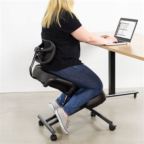 Black Adjustable Ergonomic Kneeling Chair With Back Support Dragonn