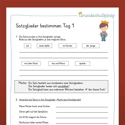 Was sind satzglieder und wie bestimmt man sie? Satzglieder bestimmen: 14 Tage umstellen, fragen und üben ...