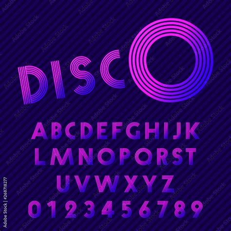 Disco Style Alphabet Retro Nightclub Font Set Of Letters And Numbers