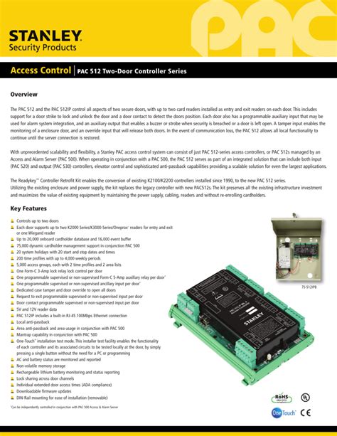 Stanley Pac 512 Two Door Access Controller User Manual