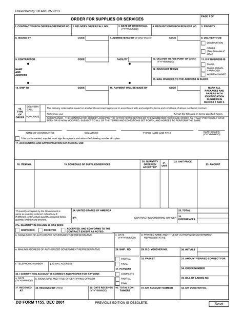 Dd Form 1155 Order For Supplies Or Services Forms Docs 2023