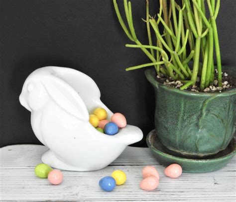 White Porcelain Minimalist Rabbit Dish Classic Easter Decor Etsy