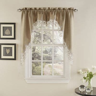 To swag your valance, pinch your fabric together, then secure with a safety pin. Palais Kitchen Window Curtain Swag Pair In Mocha | Kitchen ...