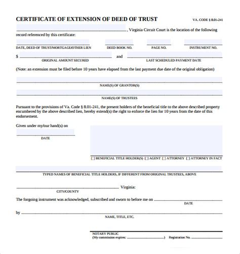 Free 8 Deed Of Trust Forms In Pdf Ms Word
