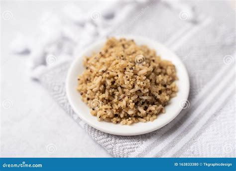 Healthy Brown Rice And Quinoa Dinner Fully Cooked Stock Photo Image