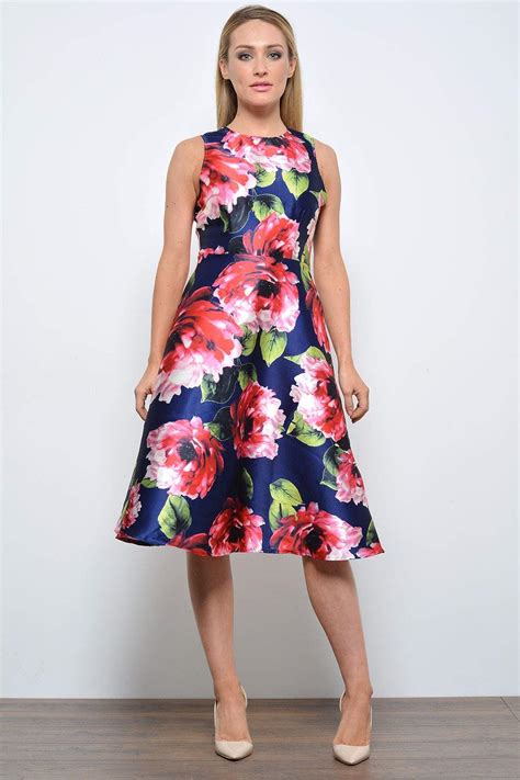 Ax Paris Tracy Floral Print Midi Skater Dress Iclothing