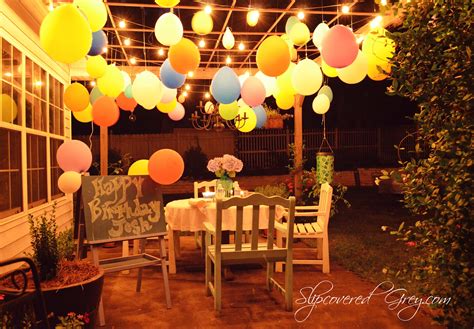These party lights are easy to diy and are affordable too. Outdoor Movie Birthday Celebration - Slipcovered Grey