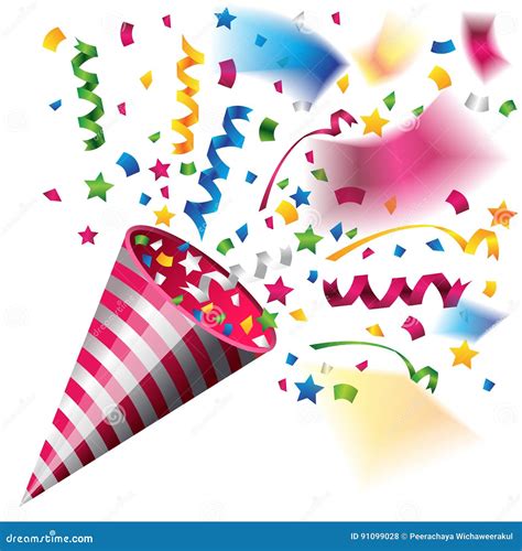 Colorful Party Popper For Celebration Stock Vector Illustration Of