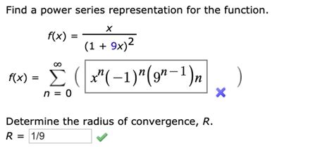 Solved Find Power Series Representation For The Function Fx 1