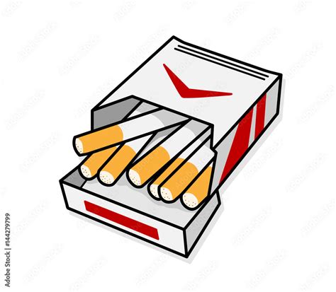 Opened Pack Of Cigarette A Hand Drawn Vector Doodle Illustration Of Pack Of Cigarette Stock