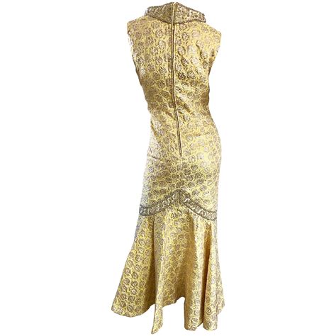 Sensational 1950s Demi Couture Yellow Beaded Silk Brocade Vintage