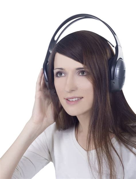 Woman In Headphones Listening Music Stock Photo Image Of Close