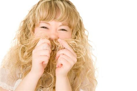 Funny Blonde With Curly Hair Stock Photo Image Of Female Blond 12261256