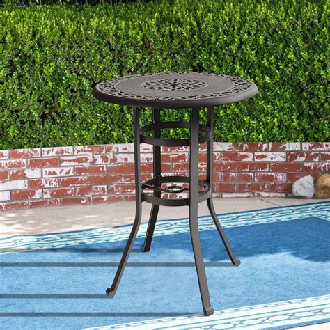 Captive Design Cast Aluminum Round Dining Table Patio Bar Table With