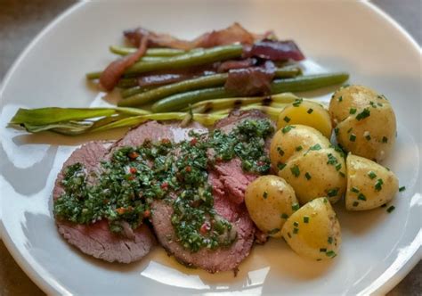 The ingredients all get tossed in a food processor or add your pork tenderloin to a large zip top bag and pour half of the cilantro chimichurri into the bag. Roast Beef with Chimichurri Sauce | Roast beef, Roast ...
