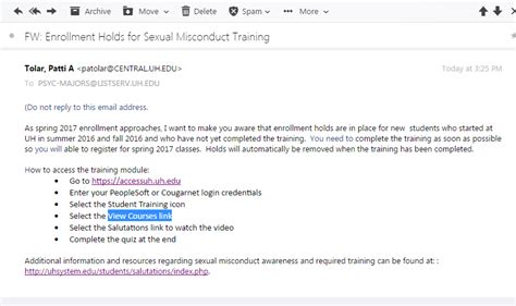 Sexual Harassment Email Universityofhouston