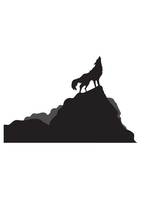 Howling Wolf On Mountain Black Silhouette Free Svg File