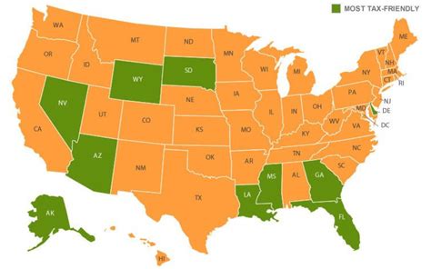 Tax Friendly States Map Printable Map