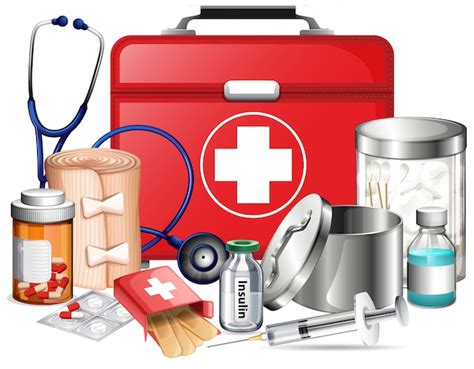 Free Vector Medical Equipments And Pills On White Background