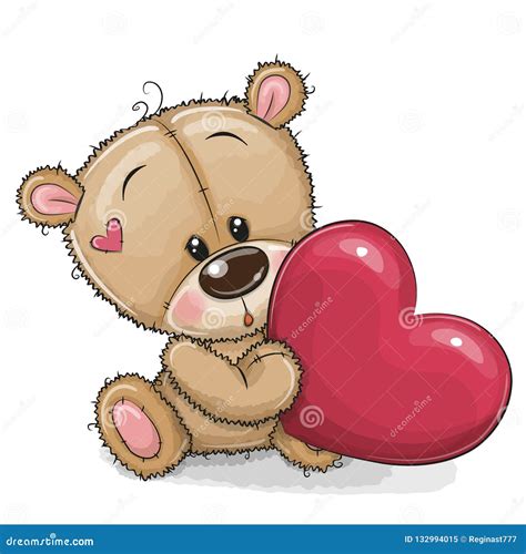 Cute Teddy Bear With Heart Stock Vector Illustration Of Baby 132994015