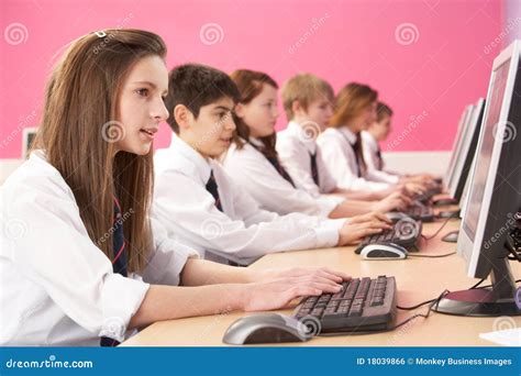 Teenage Students In It Class Using Computers Stock Photo Image Of