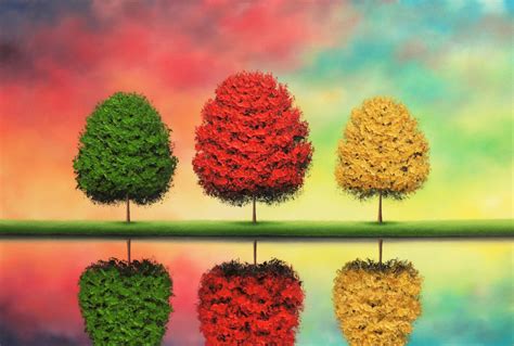 Colorful Abstract Tree Print Three Trees Landscape Art Print