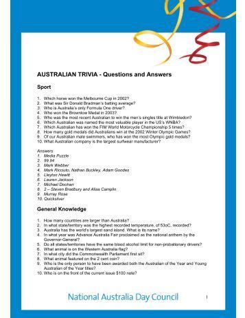 So do take a look at the following list of australia trivia questions and make sure you answer them without peeking. HORROR MOVIE TRIVIA QUESTIONS â€" ( Www.TriviaChamp.com)