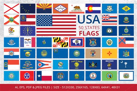 States Flags Of Usa Illustrations On Creative Market