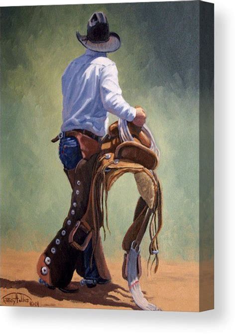 Cowboy With Saddle Canvas Print Canvas Art By Randy Follis Cowboy