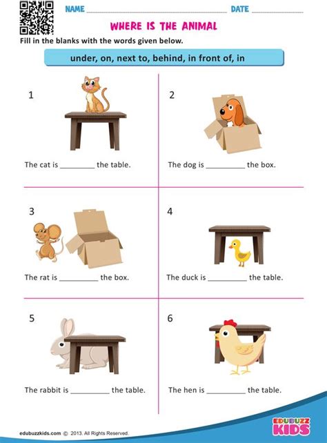 Activity Prepositions Of Place