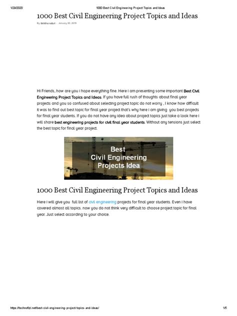 1000 Best Civil Engineering Project Topics And Ideas Pdf Concrete
